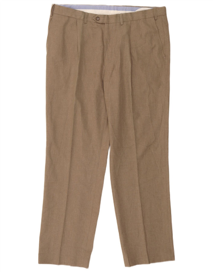 Marks & Spencer Herren-Anzughose in normaler Passform, W38, L31, Beige, Polyester