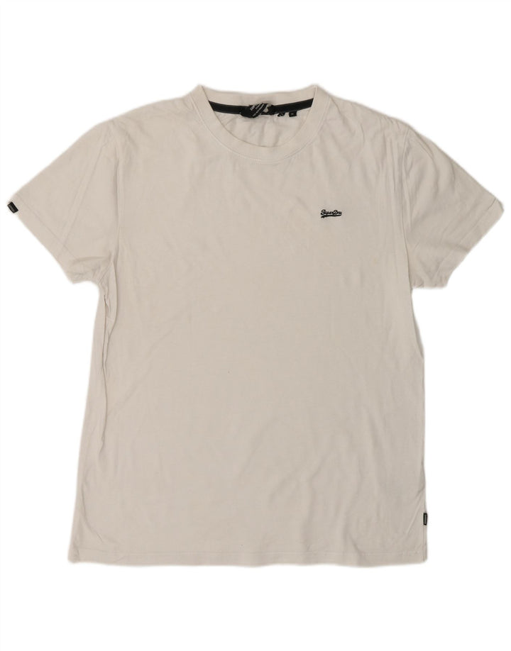 SUPERDRY Herren-T-Shirt-Oberteil aus mittelweißer Baumwolle