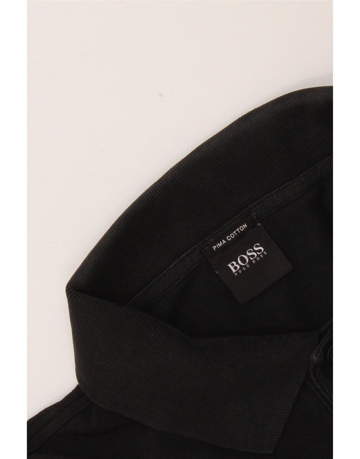 Hugo Boss Herren-Poloshirt, groß, schwarze Baumwolle