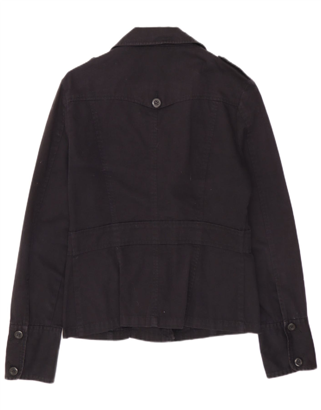 WAREHOUSE Damen Militärjacke UK 12 Mittelschwarze Baumwolle