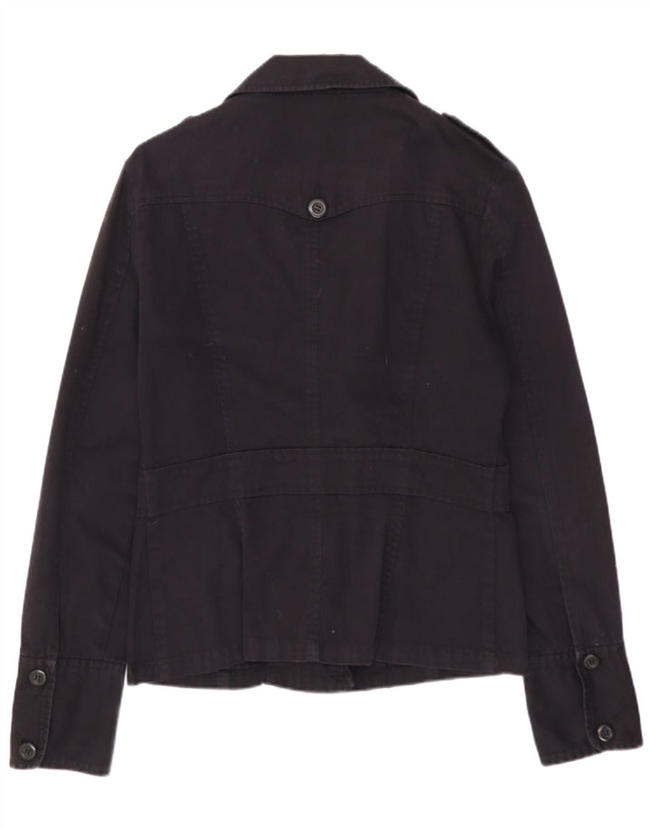 WAREHOUSE Damen Militärjacke UK 12 Mittelschwarze Baumwolle