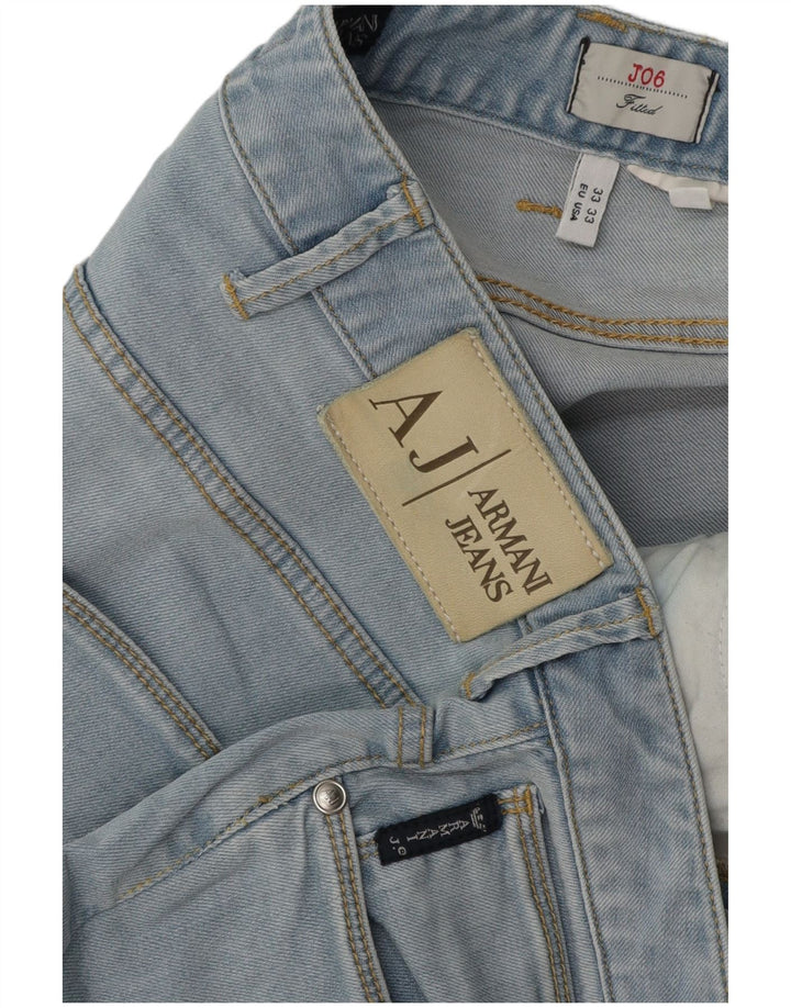ARMANI Mens Fitted Straight Jeans W33 L29  Blue Cotton