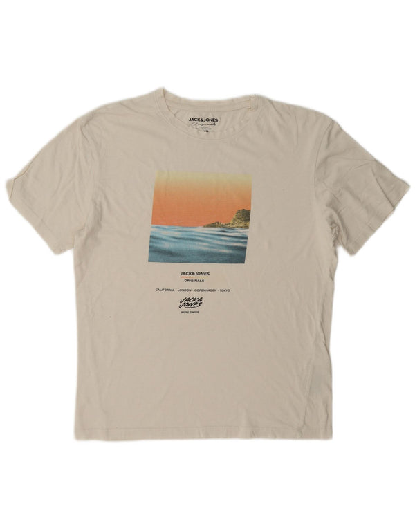 Jack & Jones Herren-T-Shirt mit Grafik, XS, weiße Baumwolle
