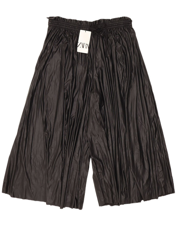 Zara Damen Kunstleder Culottes Capri Hose XL W36 L22 Schwarz