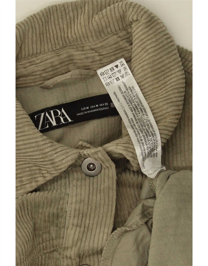 Zara Damen Cordjacke UK 14 Medium Khaki Baumwolle