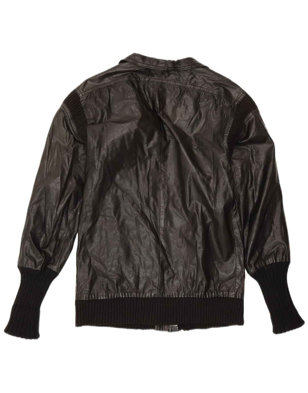 VINTAGE Damen Lederjacke UK 14 Mittelschwarzes Leder