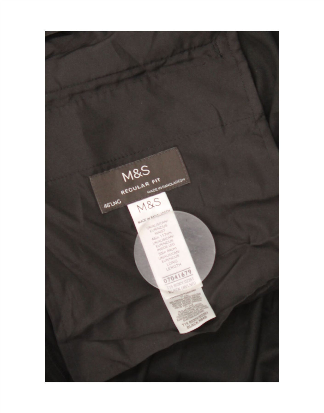 Marks & Spencer Herren-Anzughose mit normaler Passform, W46, L33, schwarzes Polyester