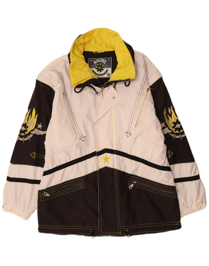 Killtec Herren-Regenjacke mit Grafik, UK 40, Größe L, Weiß, Farbblock-Polyester
