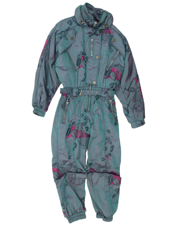 Silvy Womens Loose Fit Ski Jumpsuit IT 42 Mittelblauer Tierdruck