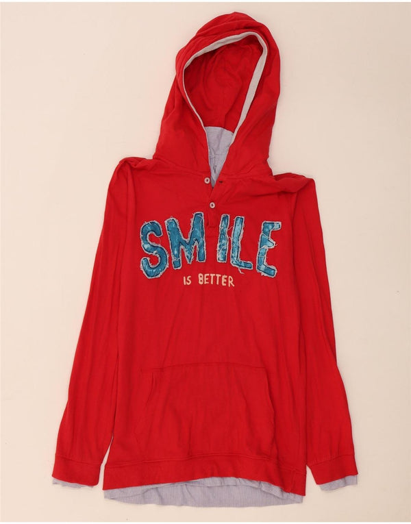Desigual Jungen-Pullover mit grafischem Kapuzenpullover, 13–14 Jahre, rote Baumwolle