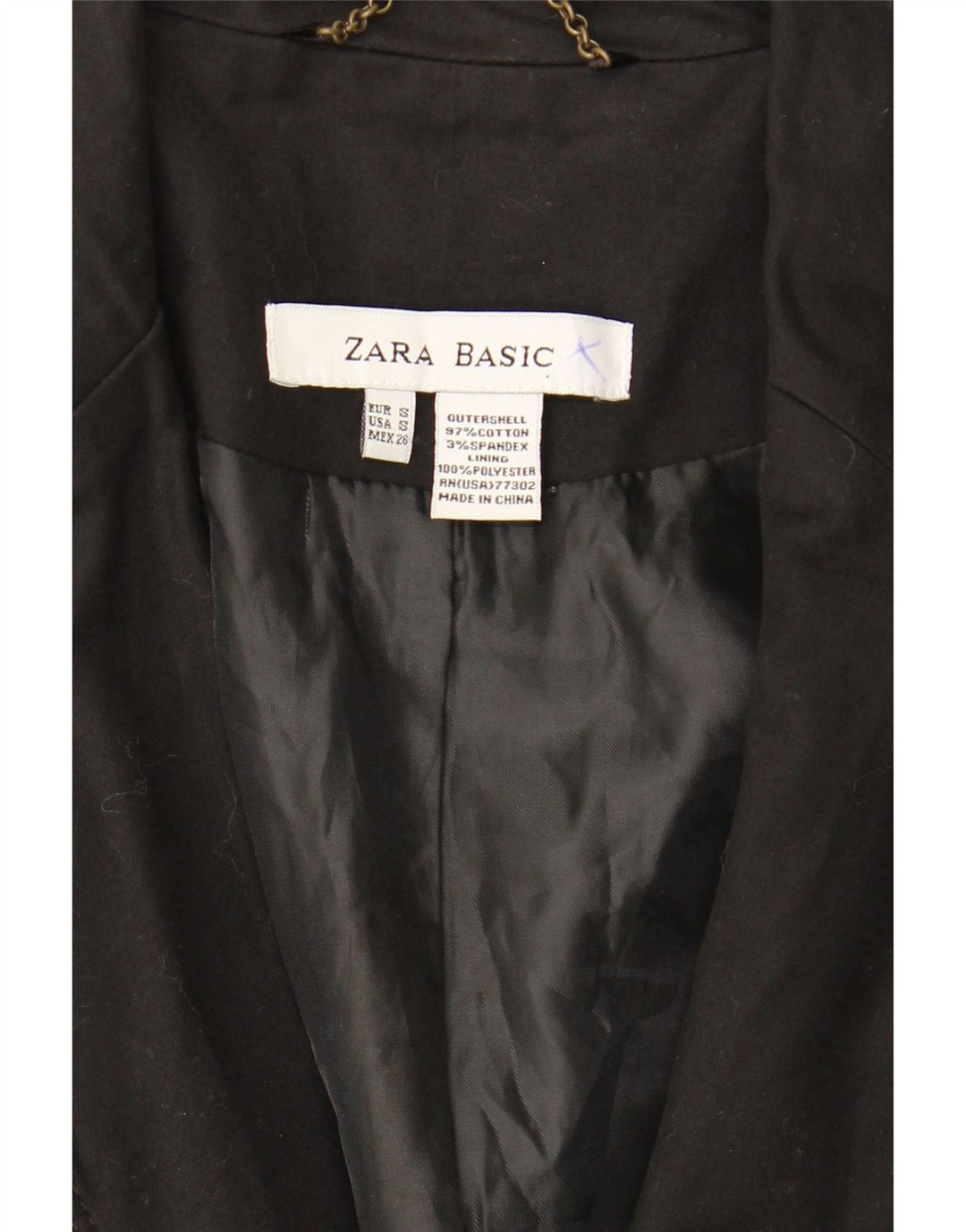 Zara Damen-Blazer mit 1 Knopf, Gr. 10, Größe S, Schwarz, Baumwolle