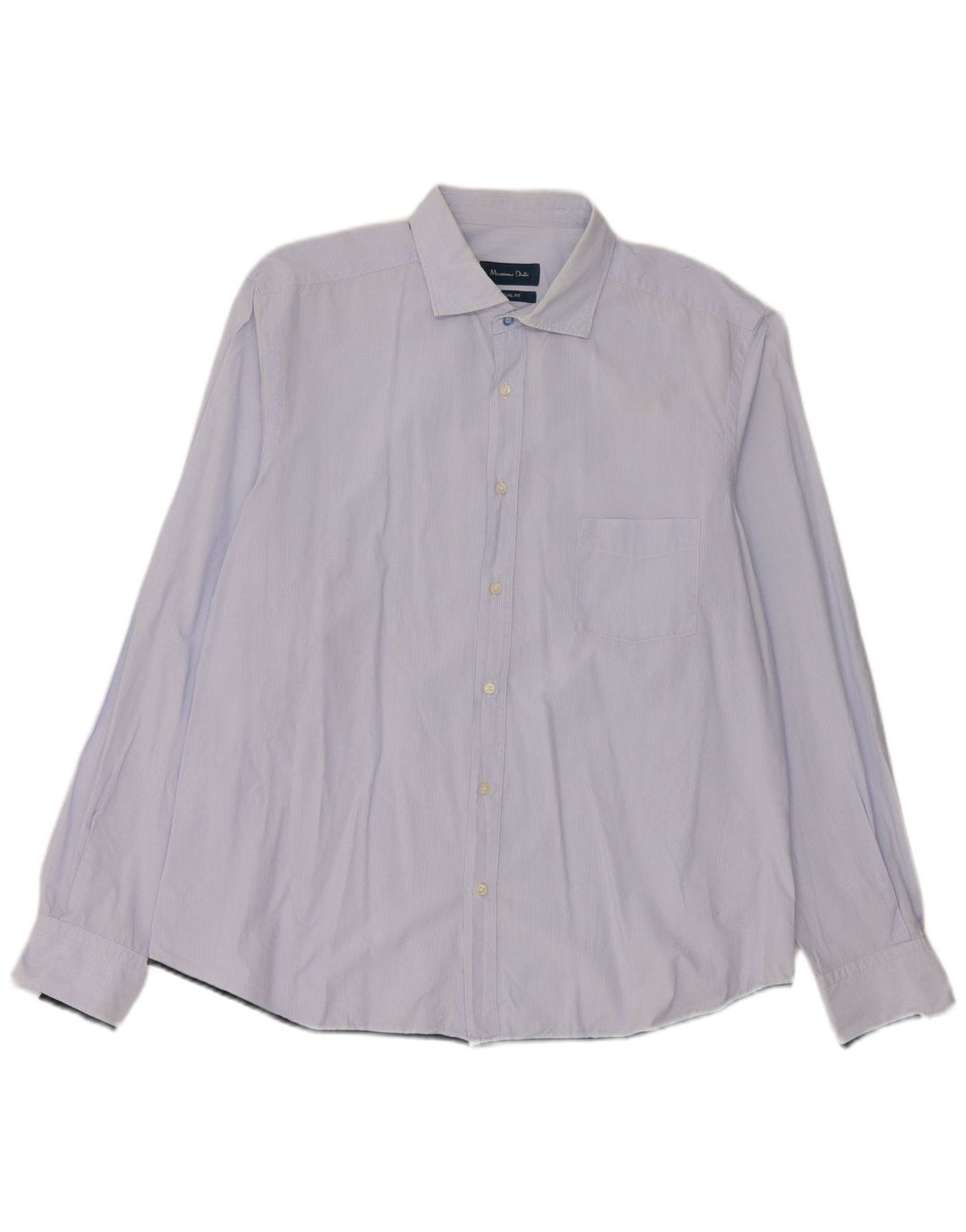 Massimo Dutti Herren-Hemd mit lässiger Passform, 2XL, blaue Nadelstreifen
