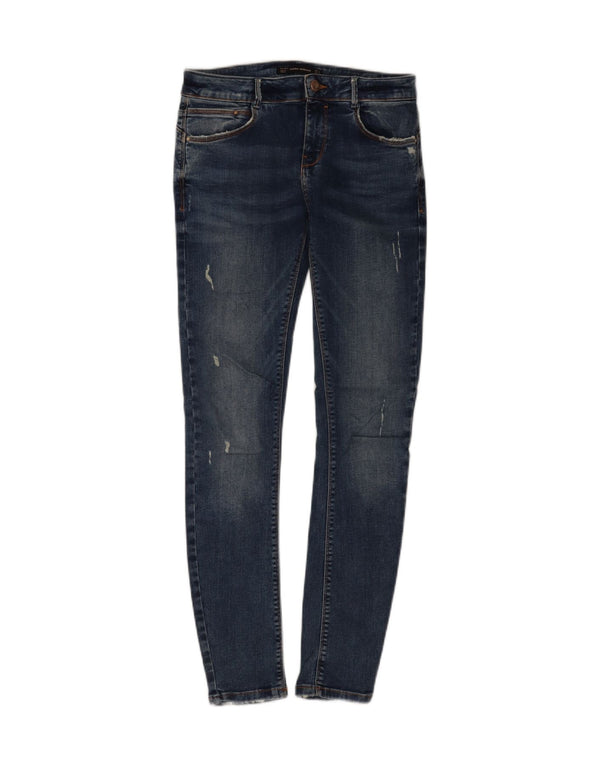 Zara Damen Trafaluc Distressed Skinny Jeans EU 38 Small W28 L30 Blau