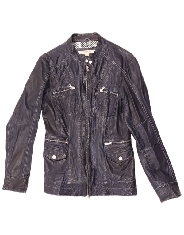 Marlboro Classics Damen Lederjacke IT 44 Mittelblaues Lammleder