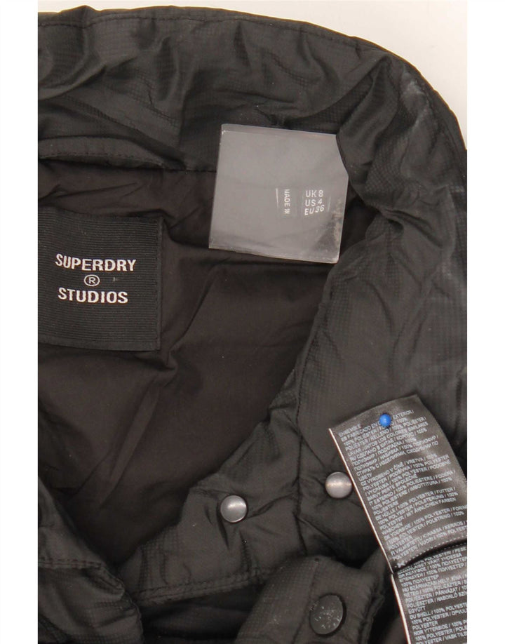 Superdry Damen Crop Wattierte Jacke UK 8 Small Schwarz Polyester