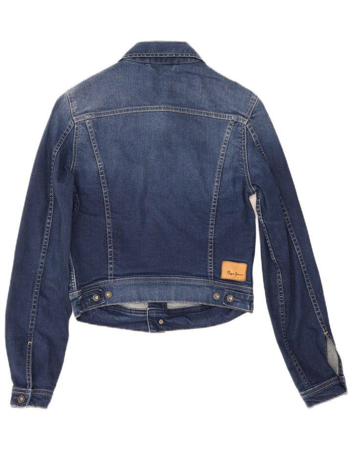 PEPE Jeans Damen Crop Denim Jacke UK 10 Small Blau Baumwolle
