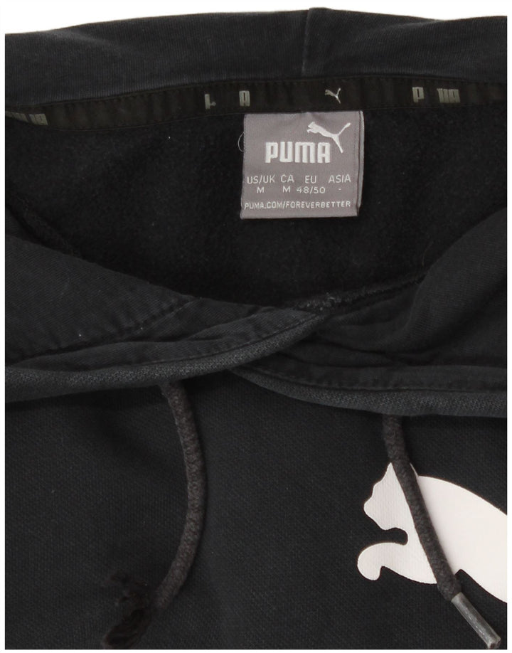 Puma Herren Grafik-Hoodie-Pullover aus mittelschwarzer Baumwolle