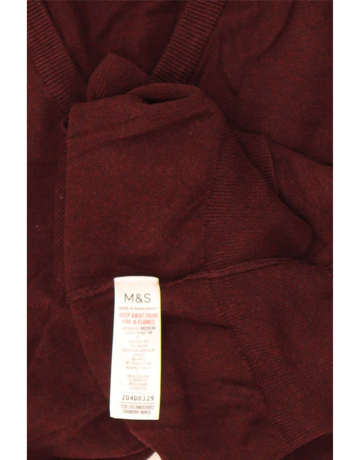Marks & Spencer Herren-Pullover mit V-Ausschnitt, mittleres Burgunderrot