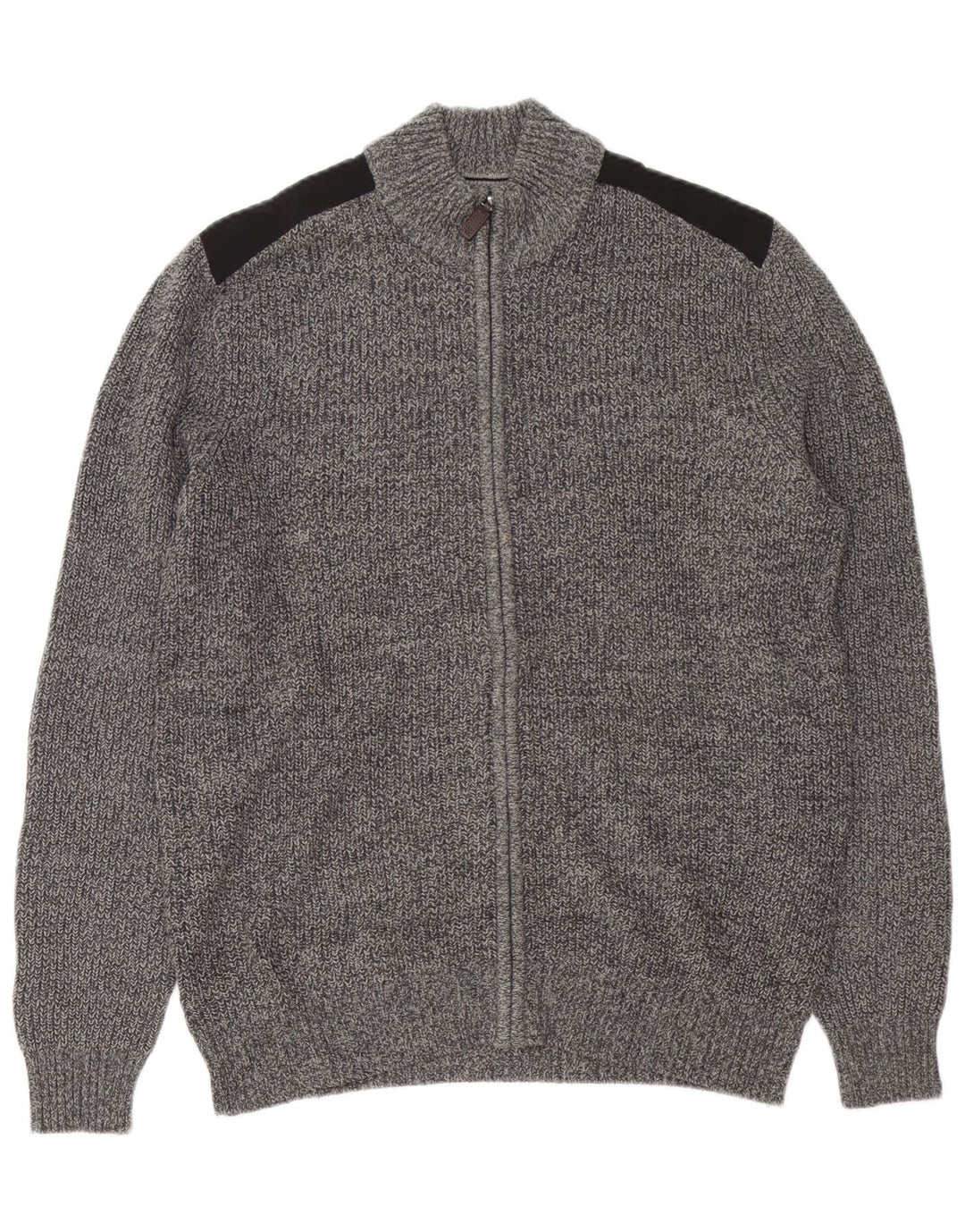 IZOD Herren-Cardigan-Pullover aus mittelgrauer Colourblock-Baumwolle