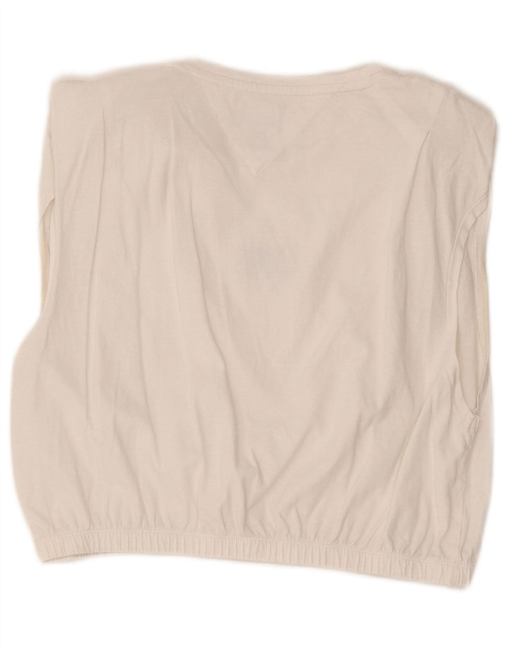 Tommy Hilfiger Damen Crop Vest Top UK 14 Large Weiß