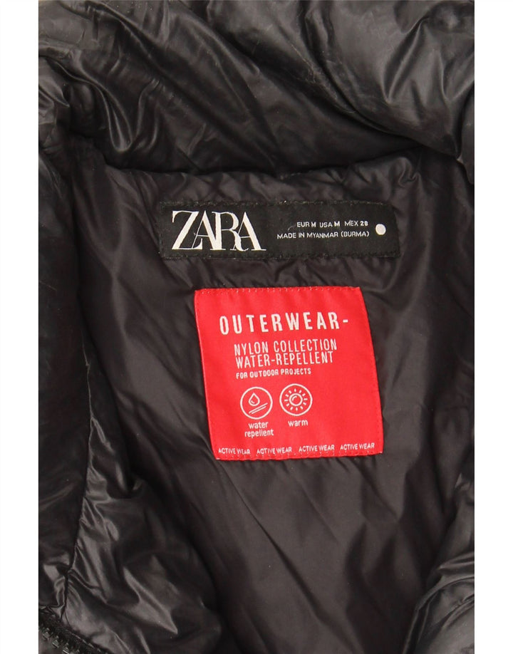 ZARA Womens Crop Padded Gilet UK 14 Medium Black Vintage Zara and Second-Hand Zara from Messina Hembry 