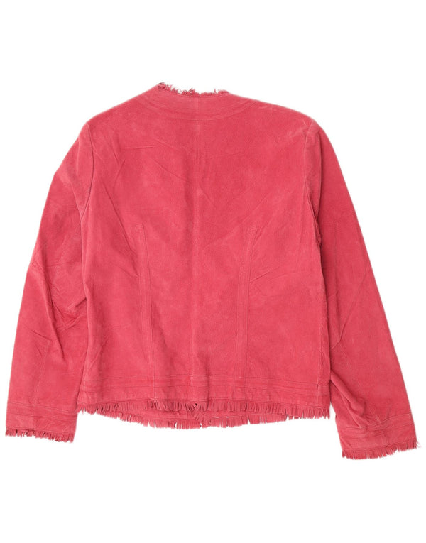 Offene Wildlederjacke für Damen von Celsius, großes rosafarbenes Leder