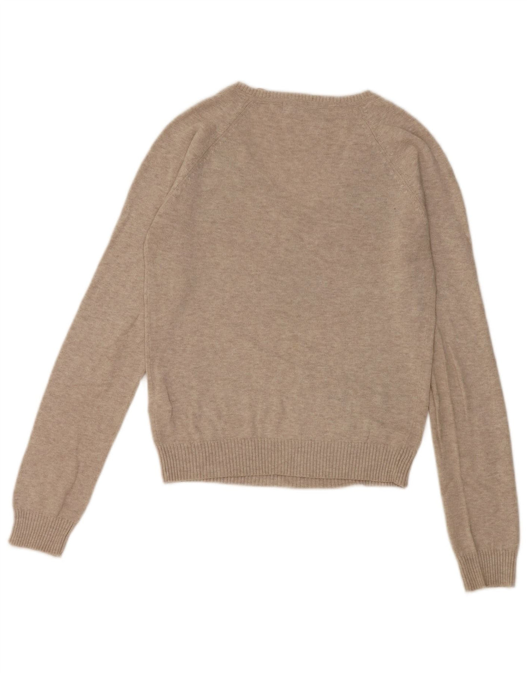 Zara Damen-Pullover mit V-Ausschnitt, UK 12, mittelgraue Argyle-/Diamant-Baumwolle