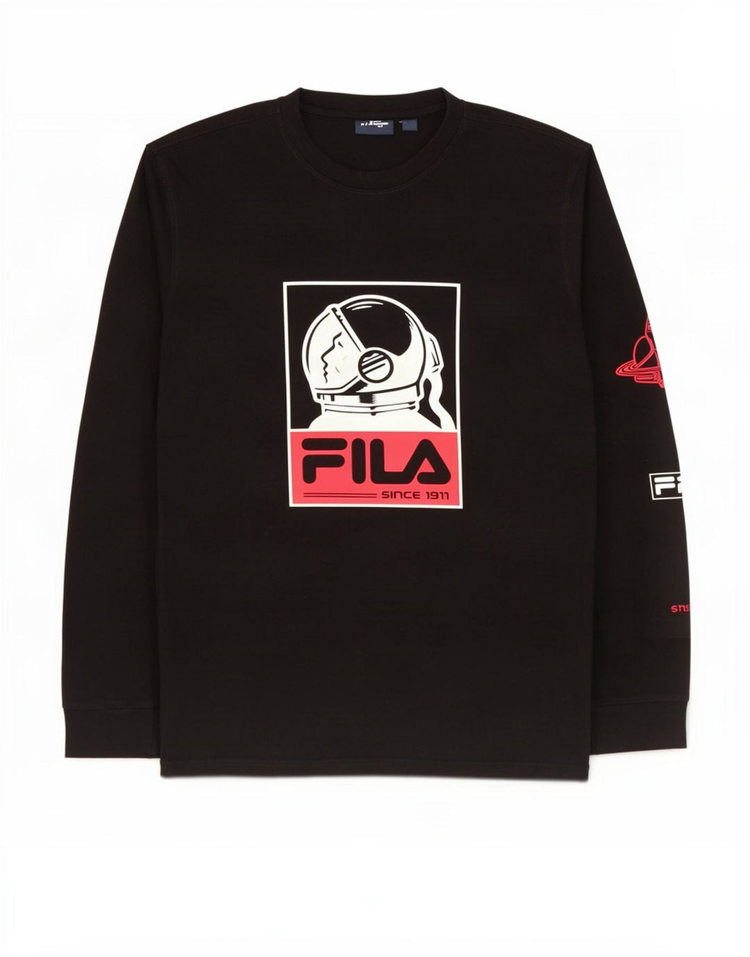 Fila Herren-Grafik-Oberteil, langärmelig, mittelschwarz, Baumwolle