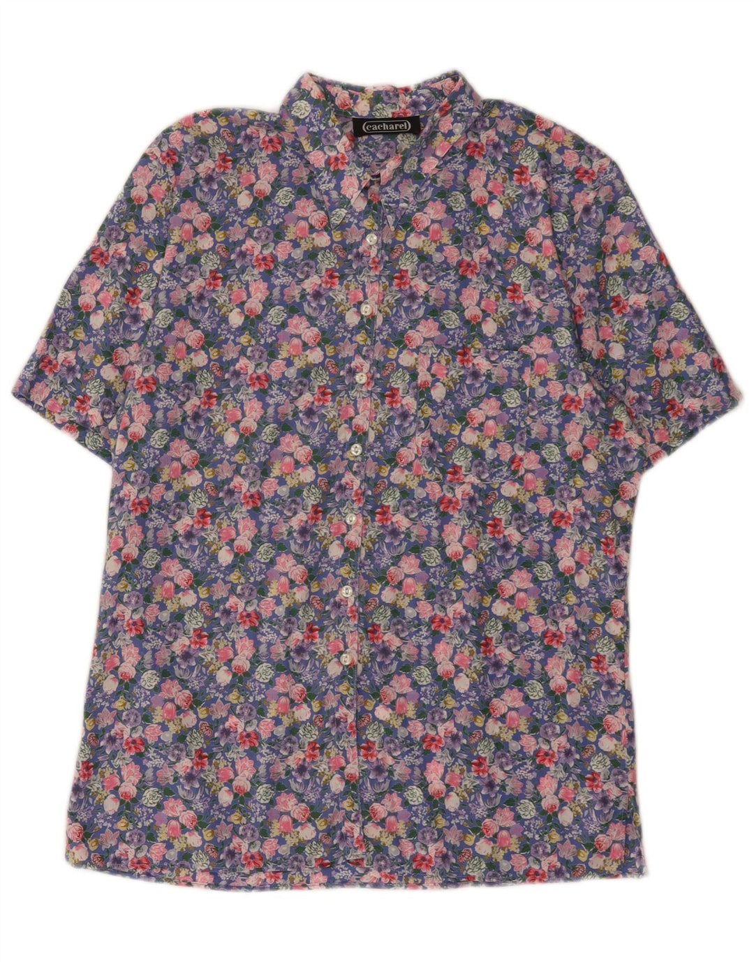 Cacharel Damen Kurzarmhemd UK 12 Medium Mehrfarbig geblümt