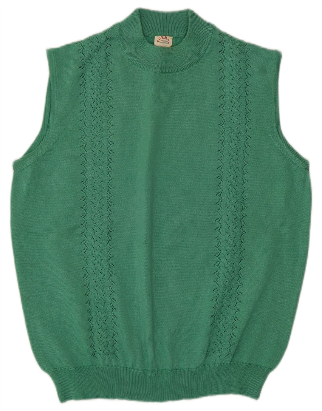 Vintage Damen Weste Tank Top UK 14 Mittelgrünes Acetat
