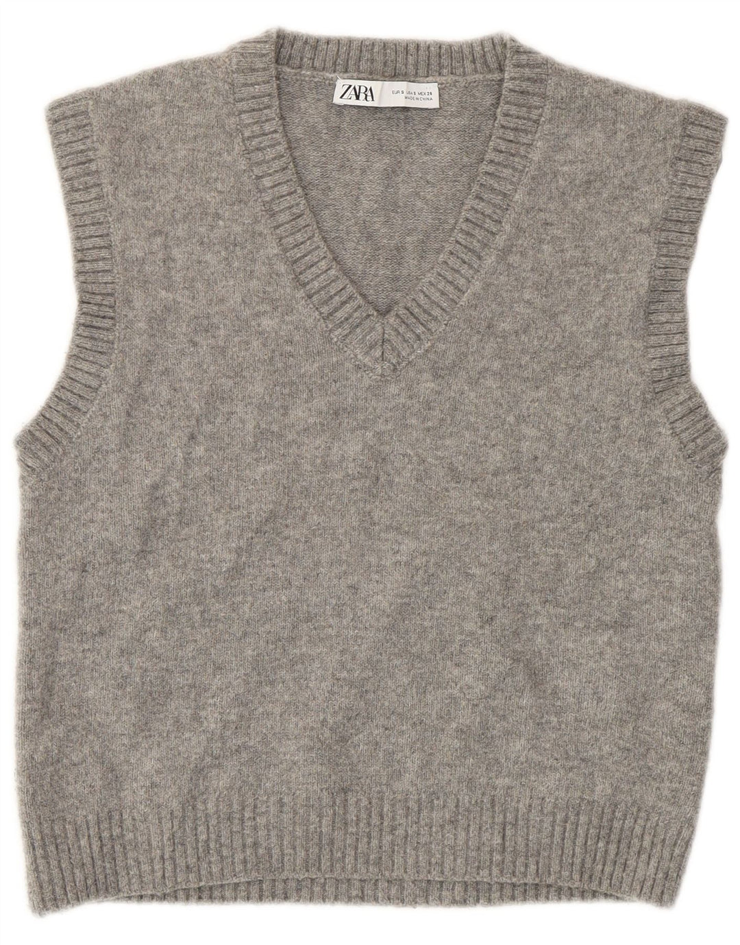 Zara Damen Crop Vest Tank Top UK 10 Small Grau