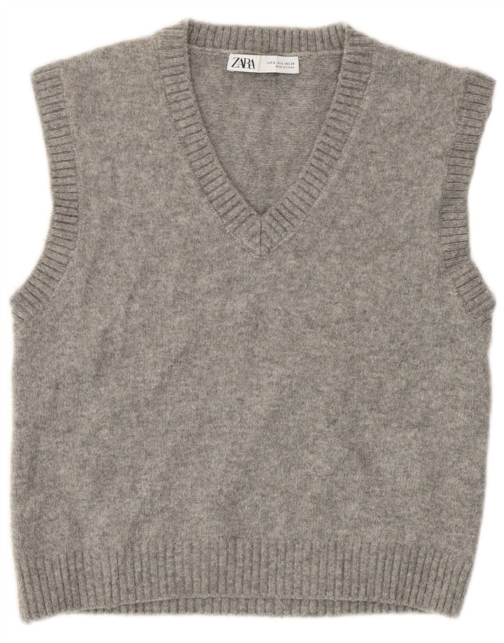 Zara Damen Crop Vest Tank Top UK 10 Small Grau