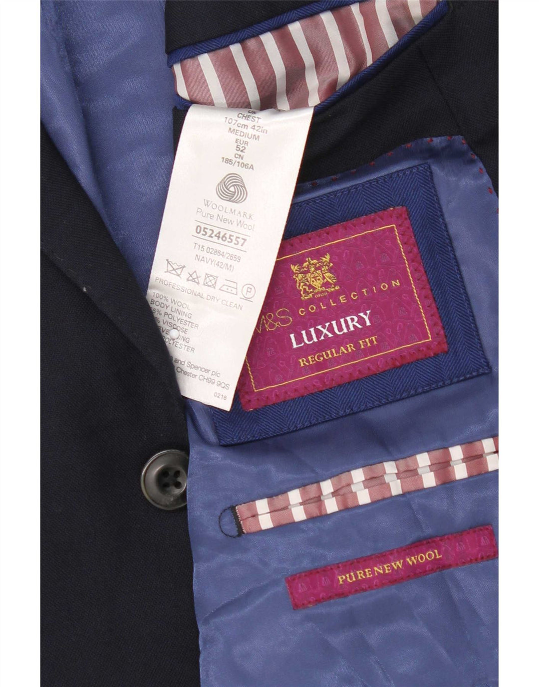 Marks & Spencer Herren-Blazer mit 2 Knöpfen, Gr. 42, Marineblau