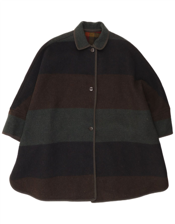 Vintage Damen Poncho Mantel Einheitsgröße Mehrfarbig gestreifte Wolle