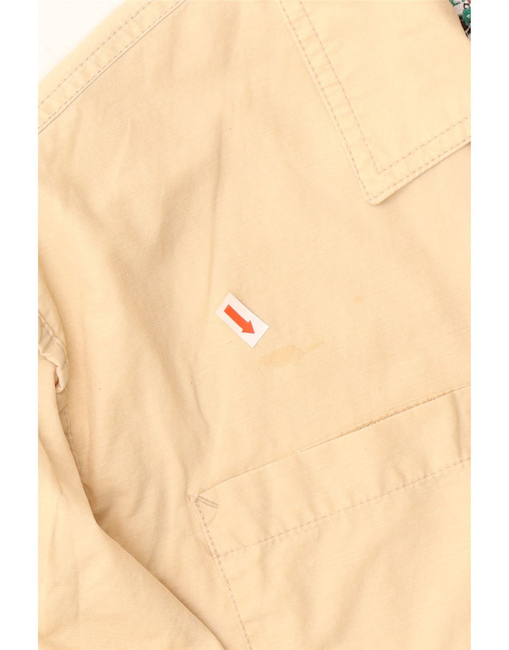VINTAGE Mens Graphic Utility Jacket UK 36 Small Beige Cotton Vintage Vintage and Second-Hand Vintage from Messina Hembry 