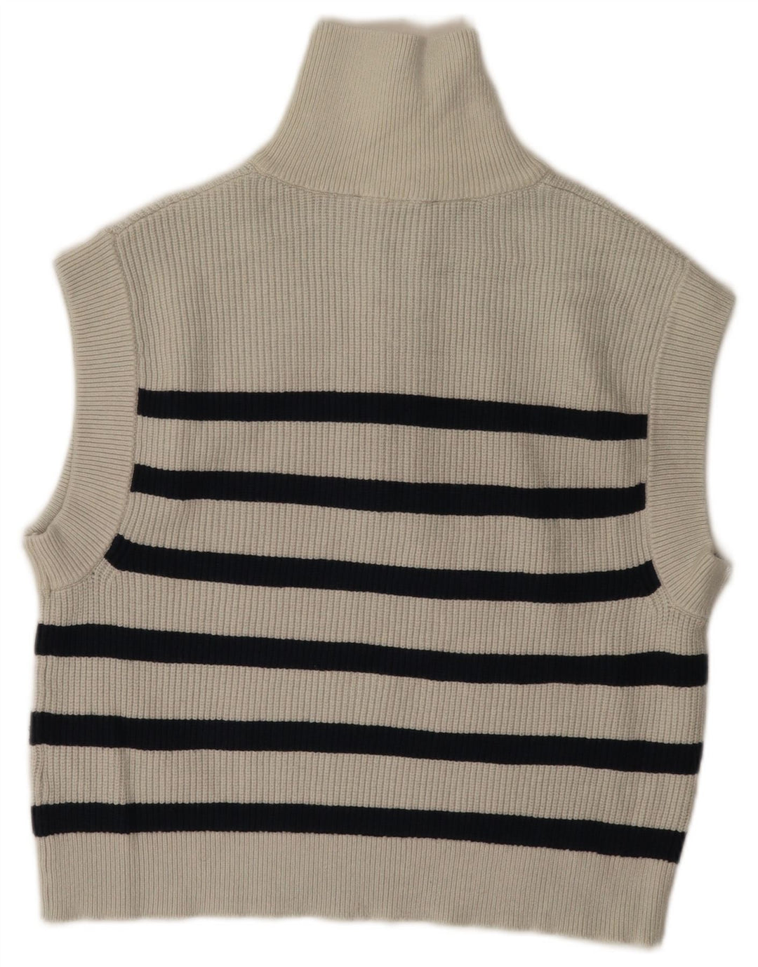 Zara Damen-Tanktop mit Reißverschluss, übergroßes Weste-Tanktop, Gr. 10, klein, weiß gestreift