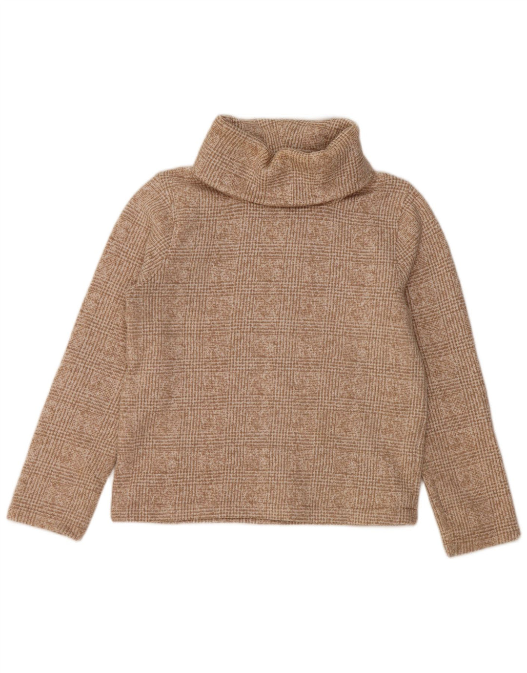 J. CREW Damen-Pullover mit Rollkragen, UK 14, mittelbeigefarbenes Karomuster, Polyester