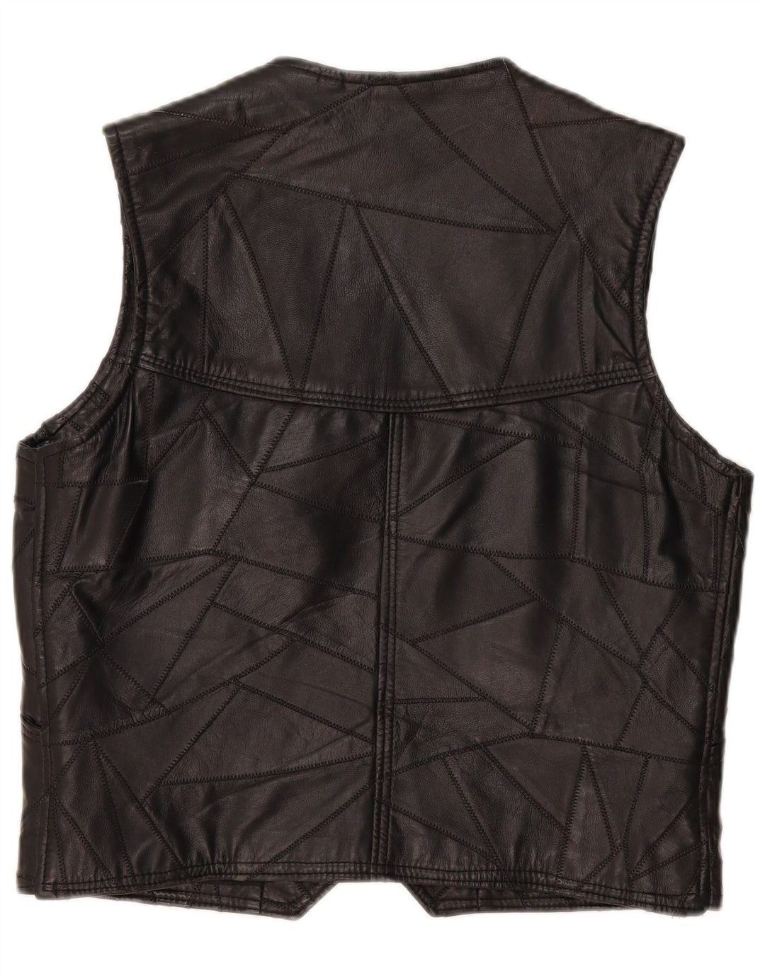 Vintage Herren Lederweste groß schwarz Patchwork