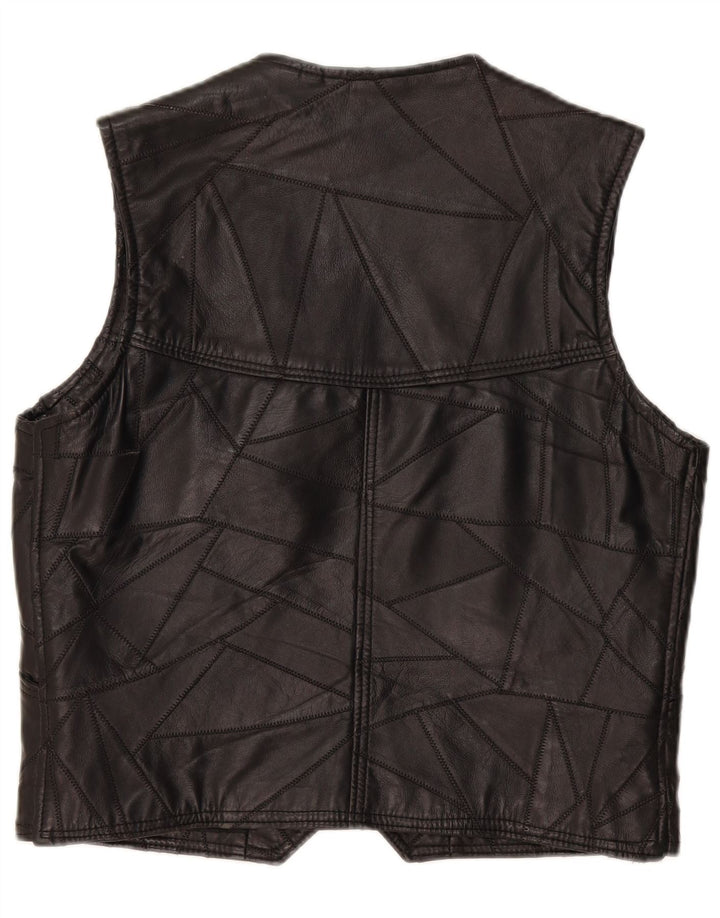 Vintage Herren Lederweste groß schwarz Patchwork