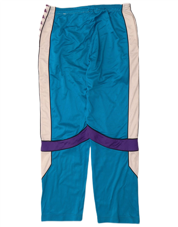 Kappa Herren-Trainingshose mit Grafik, groß, blaues Farbblock-Triacetat