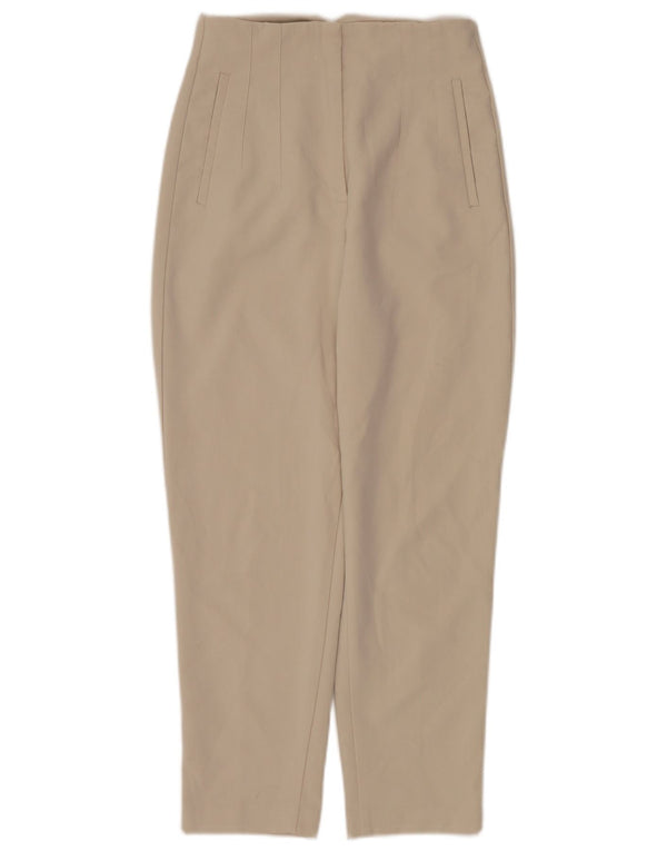 Zara Damen-Anzughose mit hoher Taille, schmal zulaufend, Größe S, W26, L26, Beige, Polyester