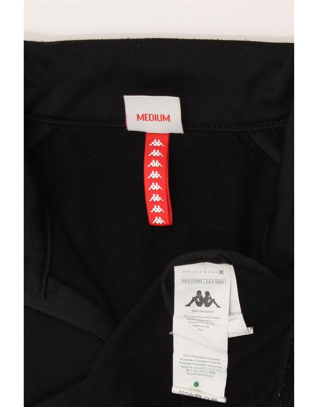 Kappa Herren-Trainingsanzugoberteil mit Grafik, Mittelschwarzes Farbblock-Polyester