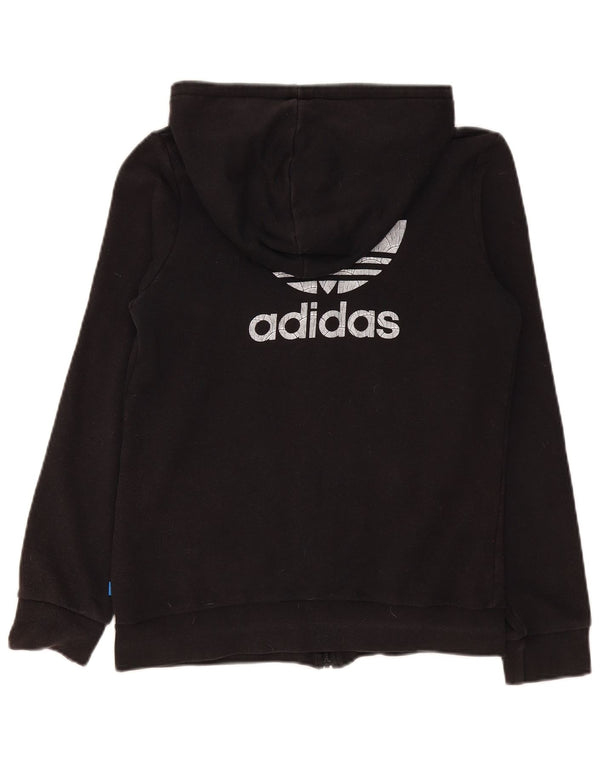 Adidas Damen Graphic Zip Hoodie Pullover UK 12 Mittelschwarze Baumwolle
