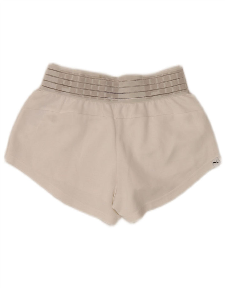 Puma Damen Graphic Sport Shorts UK 8 Small Weiß Polyester