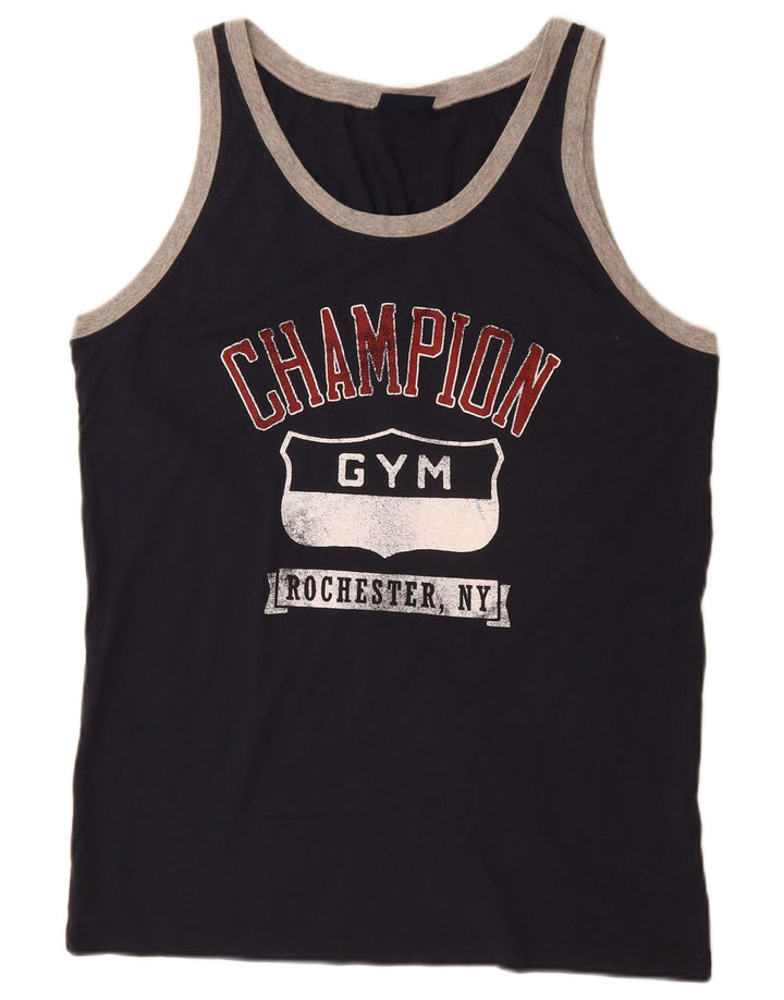 Champion Herren Grafik-Weste-Top XL aus marineblauer Baumwolle