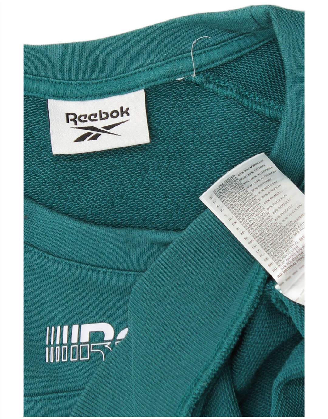 Reebok Herren Grafik-Sweatshirt-Pullover aus mittelgrüner Colourblock-Baumwolle