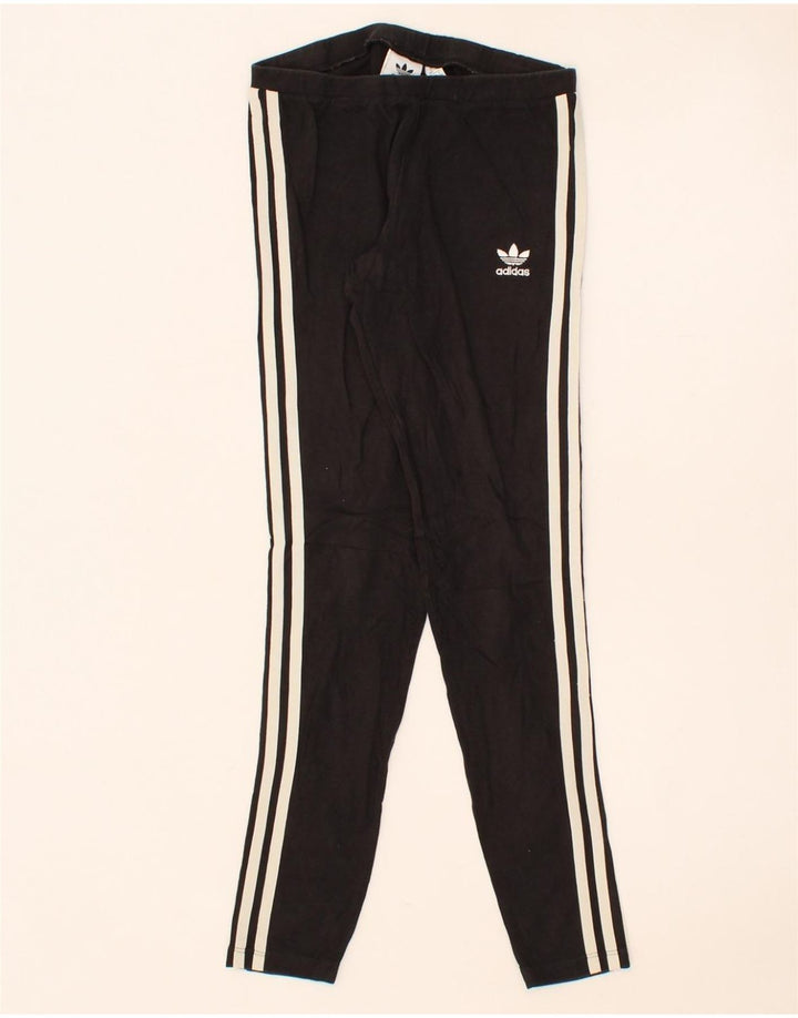 ADIDAS Womens Leggings UK 12 Medium Black Cotton Vintage Adidas and Second-Hand Adidas from Messina Hembry 