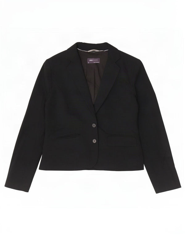 Marks & Spencer Damen-Blazerjacke mit 2 Knöpfen, UK 12, Mittelschwarz, Polyester