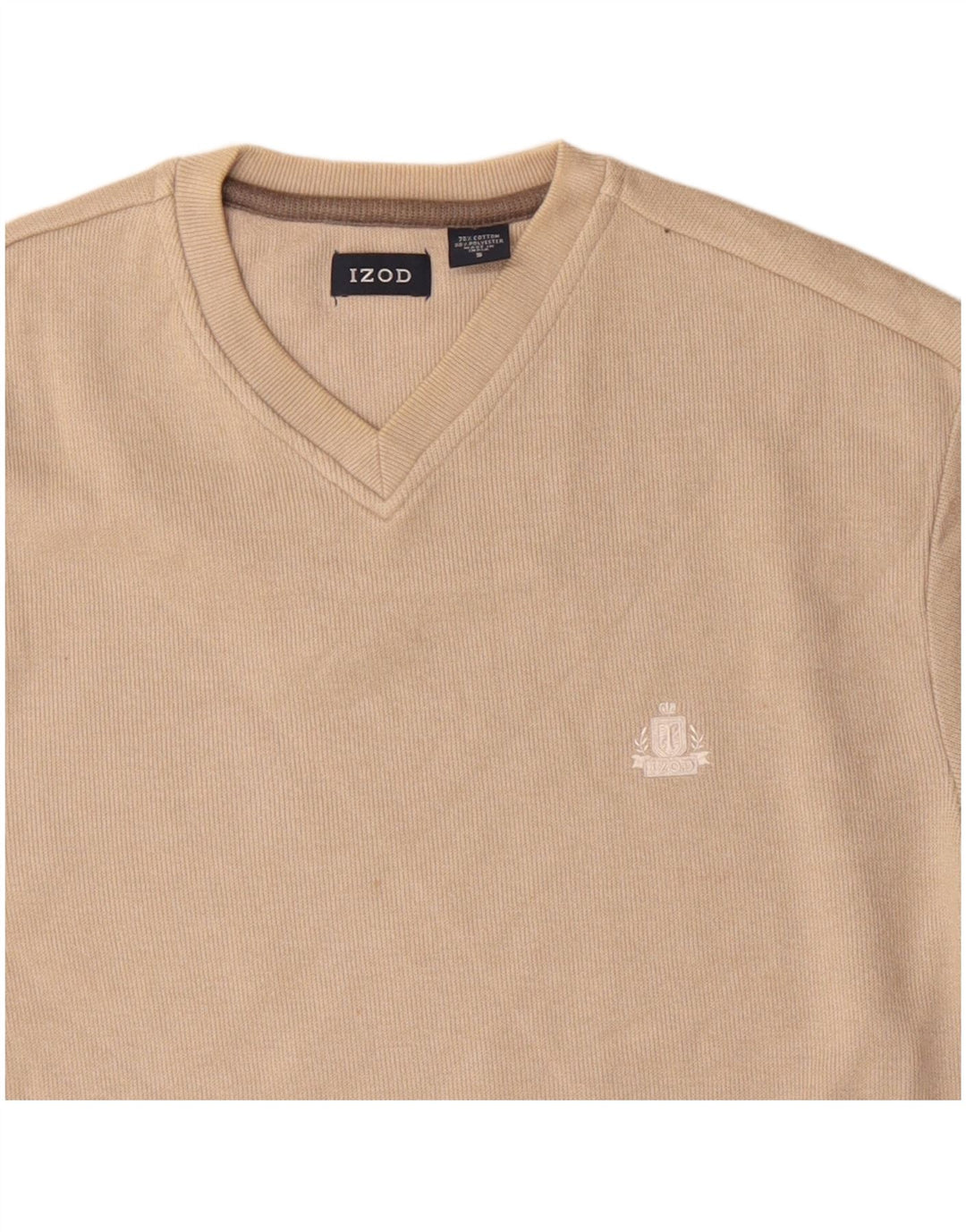 IZOD Herren-Pullover mit V-Ausschnitt, Größe S, beige, Baumwolle