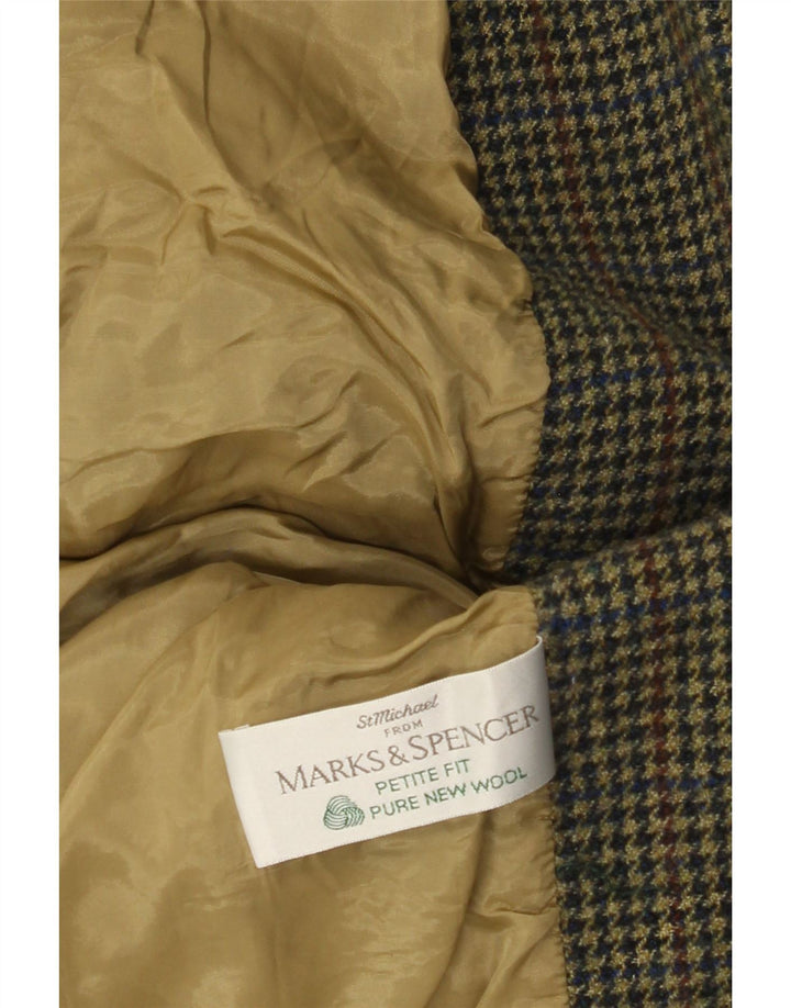 Marks & Spencer Womens Petite Blazer Jacke UK 12 Mittelgrüner Hahnentrittmuster